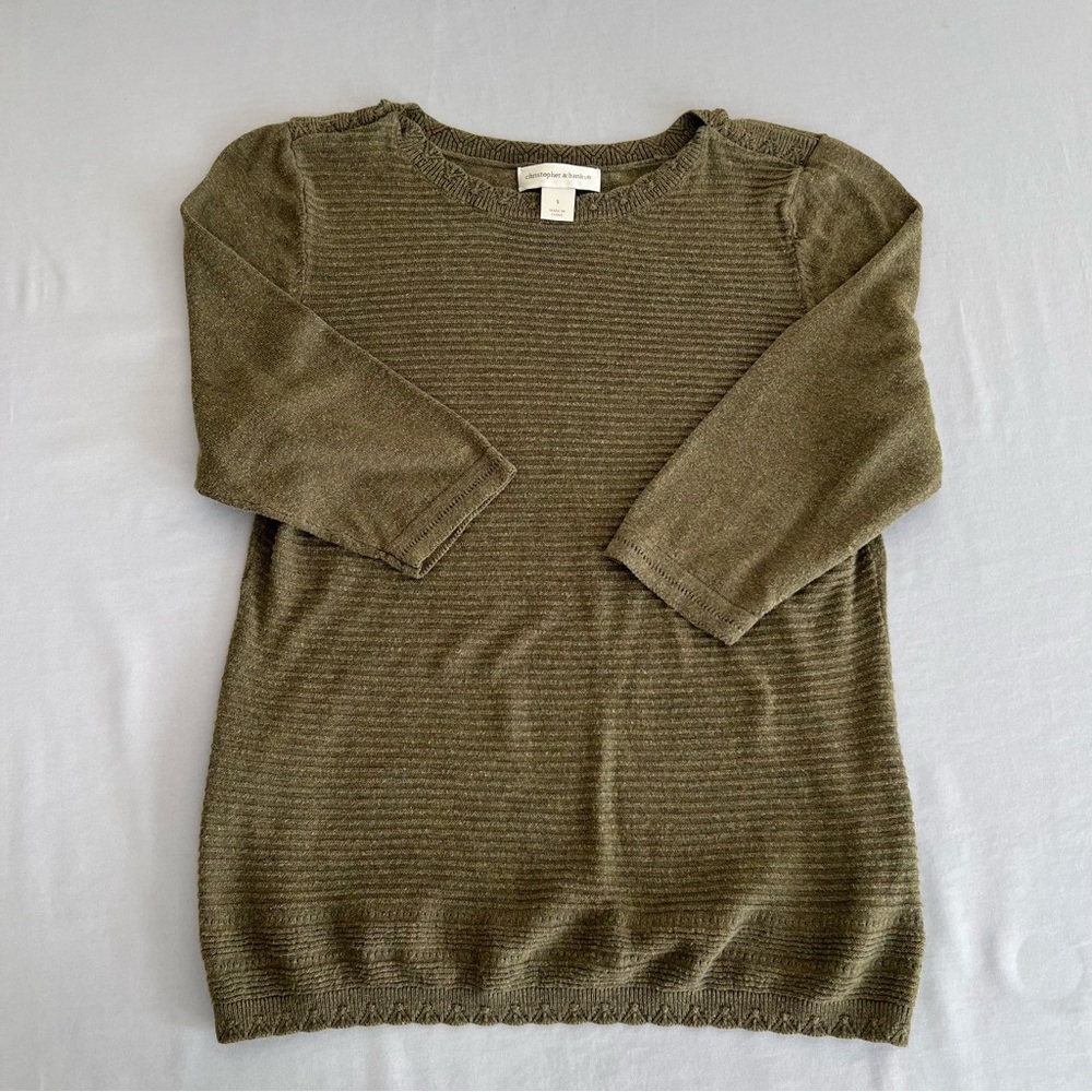 Christopher & Banks Olive Crew Neck Sweater - Women’s Size S